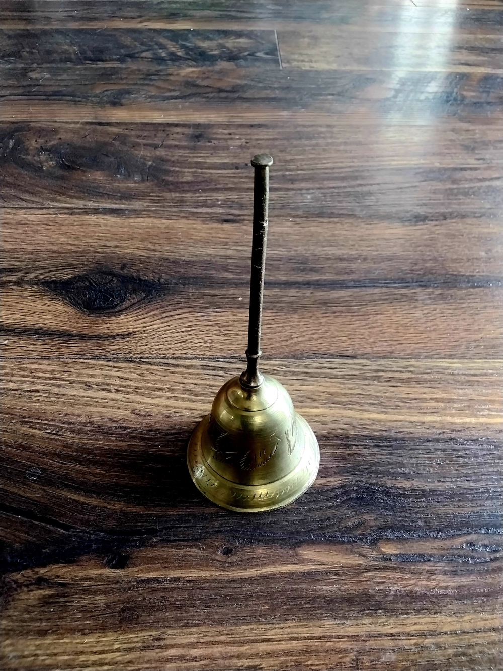 Vintage Brass Scribe Pen Bell. Etched. Beautiful Ring Tone